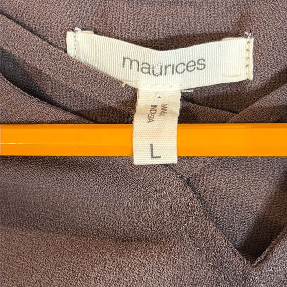 Maurices Purple Relaxed Embellished 3/4 Sleeve Blouse. Business casual Solid - Picture 2 of 7